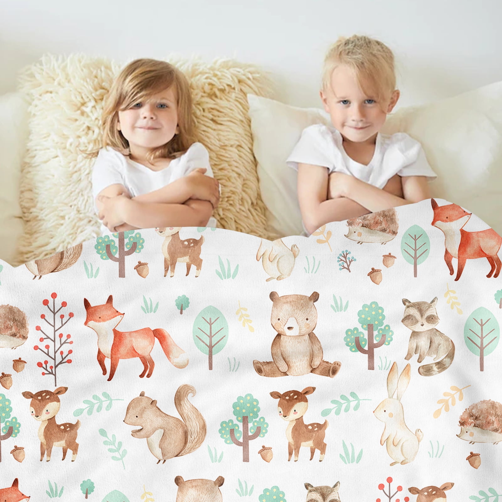 Woodland Animal Throw Blanket for Boys Soft Cozy Jungle Animals Adventure Fuzzy Flannel Blanket Gift for Kids Plaid Forest Animal Fleece Blanket for Toddler Girls Sofa Couch Nursery 40x50 Inch Walmart...