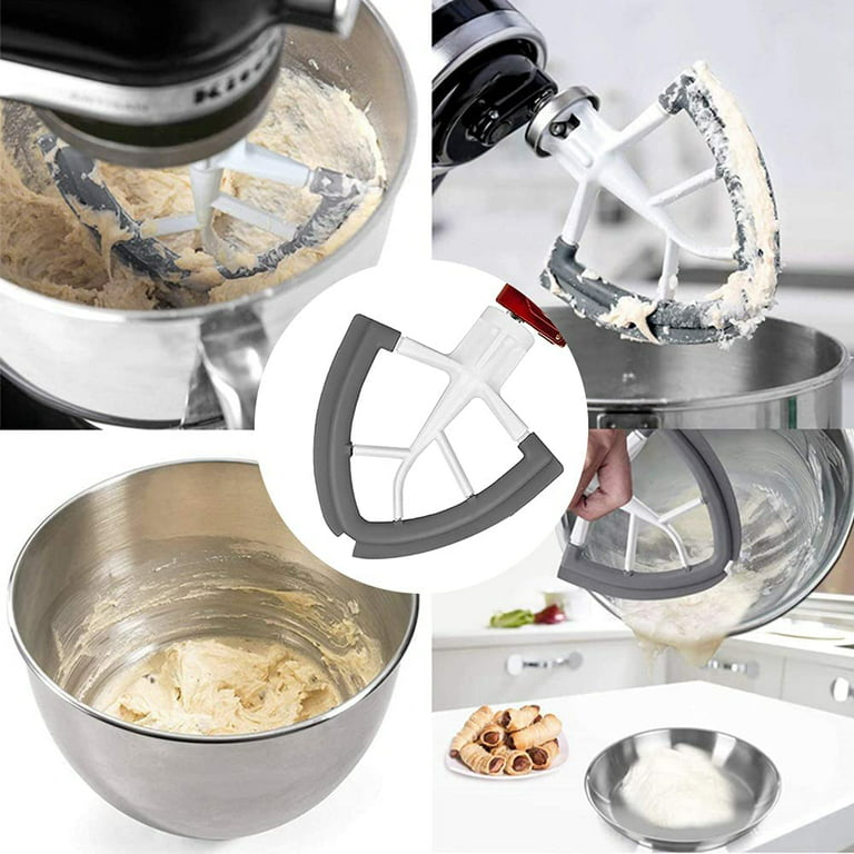 Owowong Flex Edge Beater Aid 4.5-5 qt Tilt-Head Stand Mixer with Cord Organizer and Attachment Holder,Flat Beater Paddle with Flexible Silicone