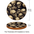 thumbnail image 3 of Skull 6PCS Round Coasters, Microfiber Leather Drink Coasters, 11x11 cm/4.3x4.3 in, Set of 6 Mats for Drinks, Coasters for Cups and Mugs, 3 of 6