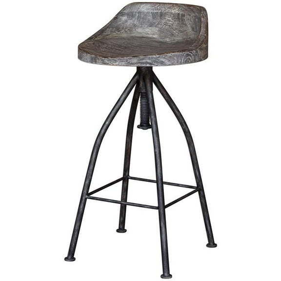 Bowery Hill Contemporary Wooden Bar Stool in Gray
