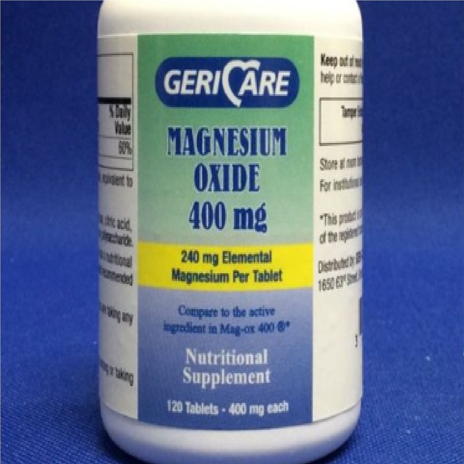 GeriCare Magnesium Oxide Mineral 400mg Supplement Tablets, 120ct, 3