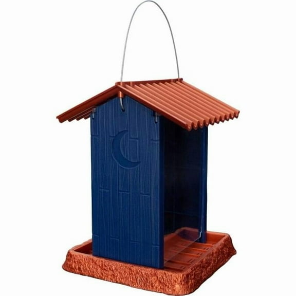 North States 9207 Village Collection Outhouse Bird Feeder - Navy - 4.25 lbs