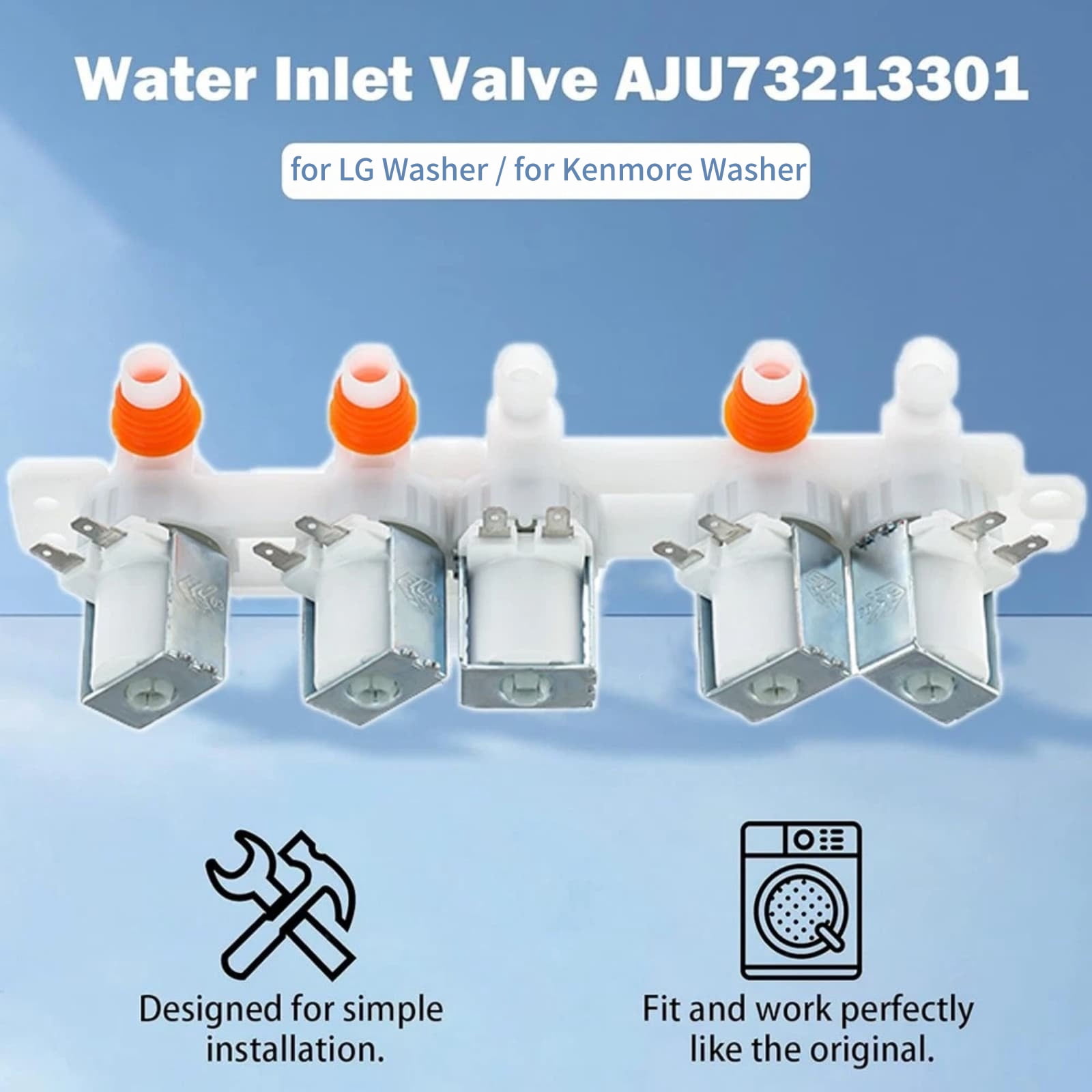 JIAHAOO Washing Machine Water Inlet Control Valve Durable Construction For Lg Wt7200Cv Kenmore 79631412310 Models
