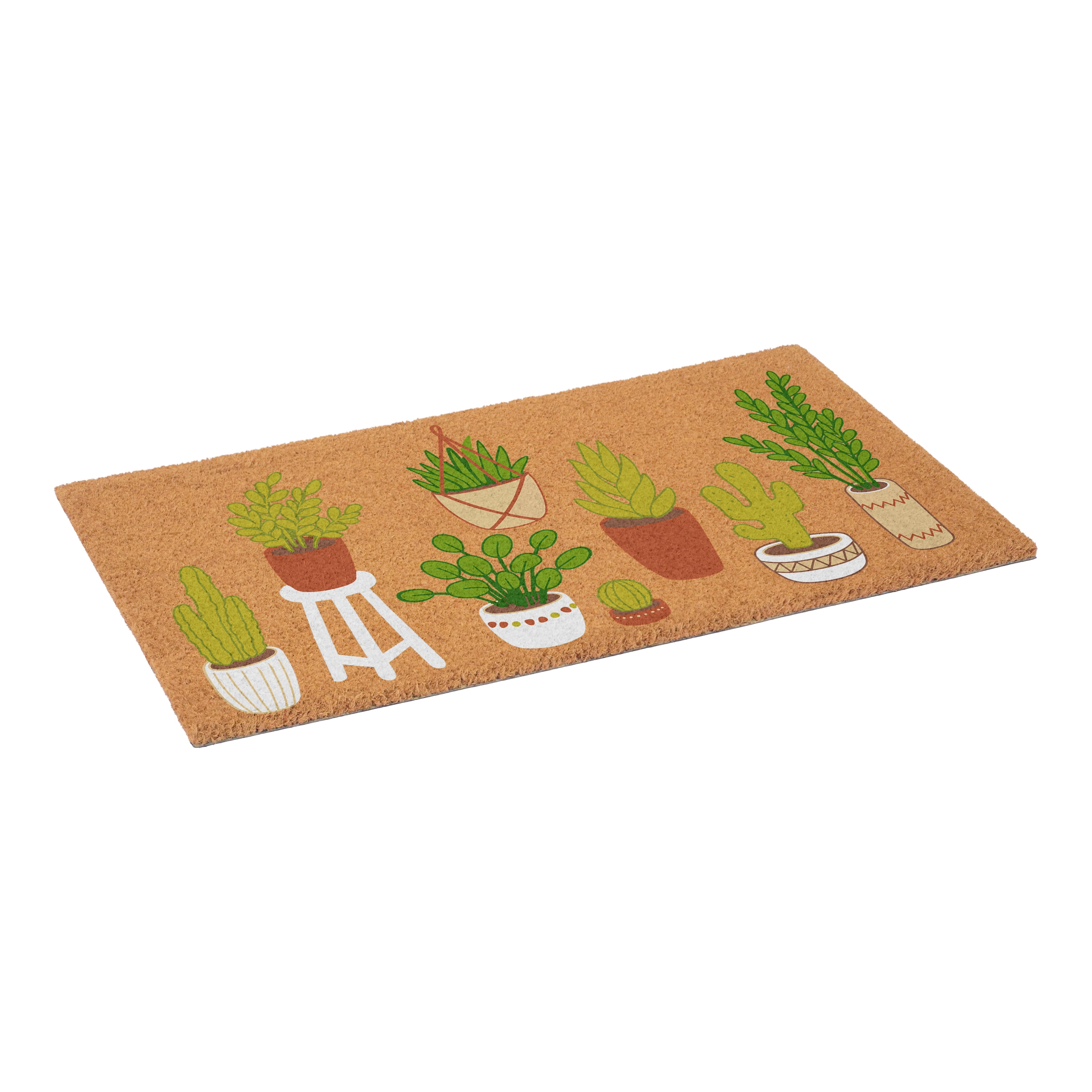 Houseplant Haven Non Slip Vinyl Backing, Front Door Mat, Entryway Door Mat, 24"x36"
