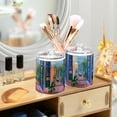 thumbnail image 3 of Yayeee 2 Pack Qtip Holder Bathroom Cotton Swab Canister with Lid Clear Dispenser Set, Purple Window, 3 of 6