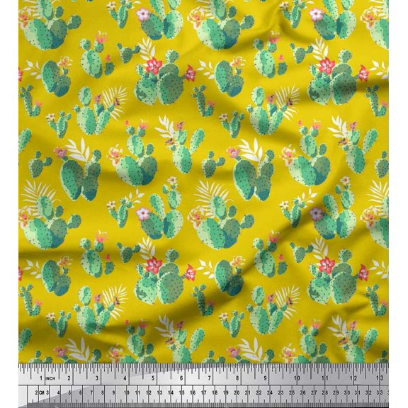 Soimoi Cotton Jersey Fabric Floral & Cactus Tree Fabric Prints by Yard 58 Inch Wide