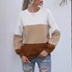 thumbnail image 1 of Suéter de cuello redondo para mujer, estilo elegante, cómodo, informal, cuello redondo, manga larga en contraste, suéter de punto, blusa para mujer, 1 of 4