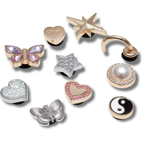 Shop Uni-Adult Jibbitz Shoe Multi Pack with 90's Gold Glitter Bling Charms - 10 Pack
