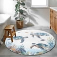 thumbnail image 3 of Round Area Rug 3.3ft, Sea Turtle Coastal Non-slip Area Rugs for Living Room/Bedroom/Bathroom/Kitchen, Summer Beach Coral Ocean Blue Nautical Washable Throw Floor Mat Indoor Outdoor Entrance Doormat, 3 of 9