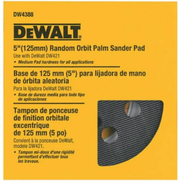 DeWalt DW4388 Eight Hole Medium Hook & Loop Sanding Pad, 5", Each