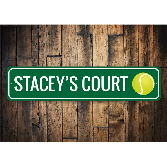 Tennis Court Novelty Decor, Metal Wall Sign - 4x18 Inches