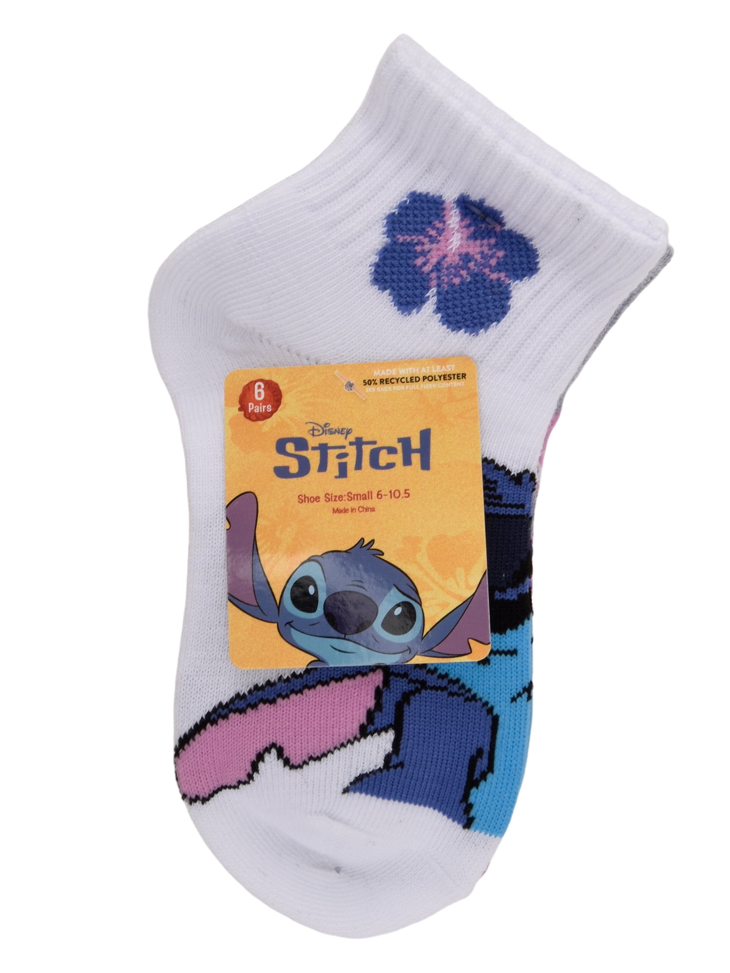 Stitch Girls 6-pack Ankle Socks, Sizes S-L