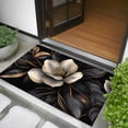 thumbnail image 5 of 2x3 Door Mat Rug, Black Gold Flower Non-Skid Rubber Backing Large Rectangle Rugs - Living Room Bedroom Home Office, Gradient Luxurious Floral Botanical Indoor Floor Mat Carpets Washable Rug, 5 of 9