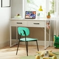 thumbnail image 2 of Casacomoda 32 Inch Writing Desk with 2 Fabric Drawers, Modern Study Table with Storage, Small Computer Desk for Small Space, Home Office Desk, Pure White, 2 of 7