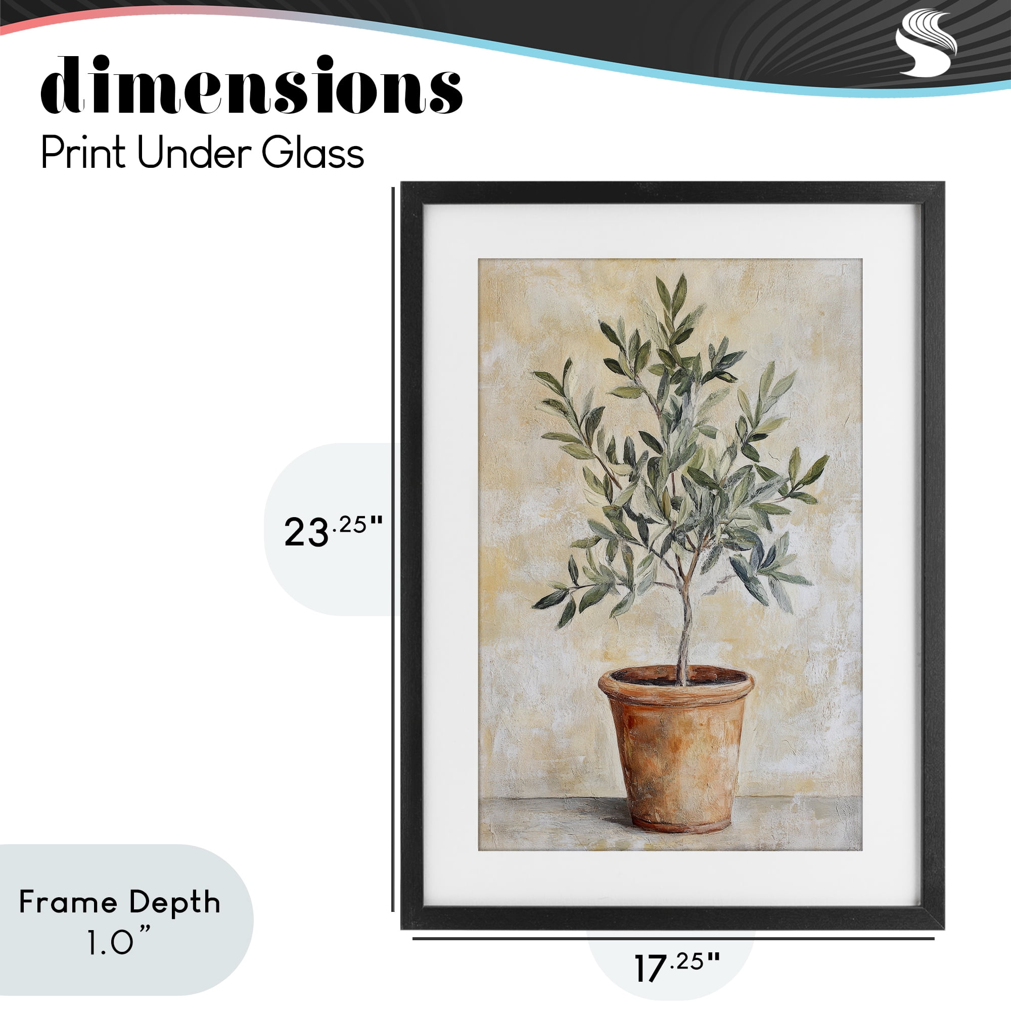 Stupell Industries House Plant in Terracotta Black Framed Print Under Glass, design by Petal Prints Design