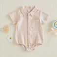 thumbnail image 4 of KPOPLK Newborn Baby Boy Summer Romper Short Sleeve Bodysuit Jumpsuit Summer Cute Clothes(12-18 Months,Beige), 4 of 9
