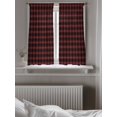 thumbnail image 5 of Black Red Buffalo Plaid Curtains 45 Inch Length, Sheer Curtains for Bedroom Living Room Window Geometric Classic Checkered Rod Pocket Voile Drapes Kitchen Curtains Small Half Window 42"x45" 2 Panels, 5 of 7