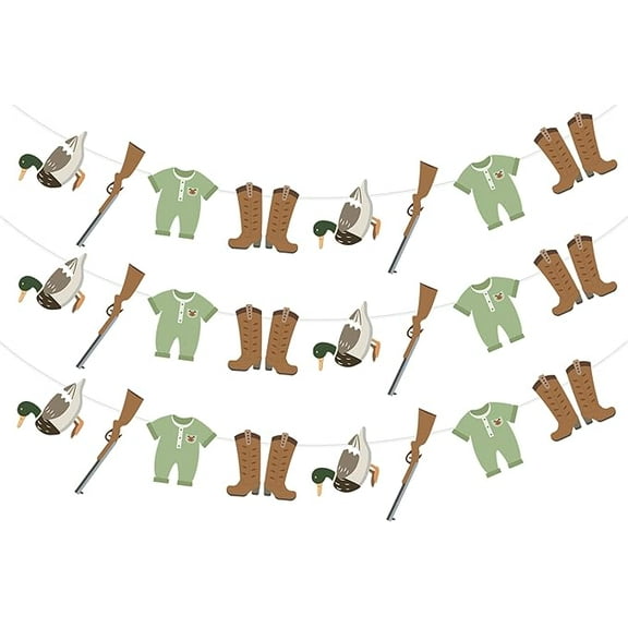 Duck Hunting Baby Shower Decorations, 3PCS Mallard Duck Hunting Banners for Hunting Baby Shower Party Supplies