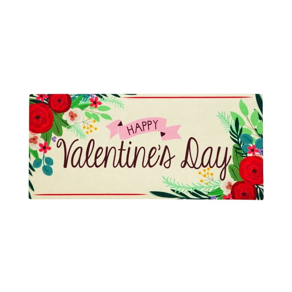 Evergreen Floor Mat Valentine's Day Floral Sassafras Swich Mat, 22'' x 10'' inches