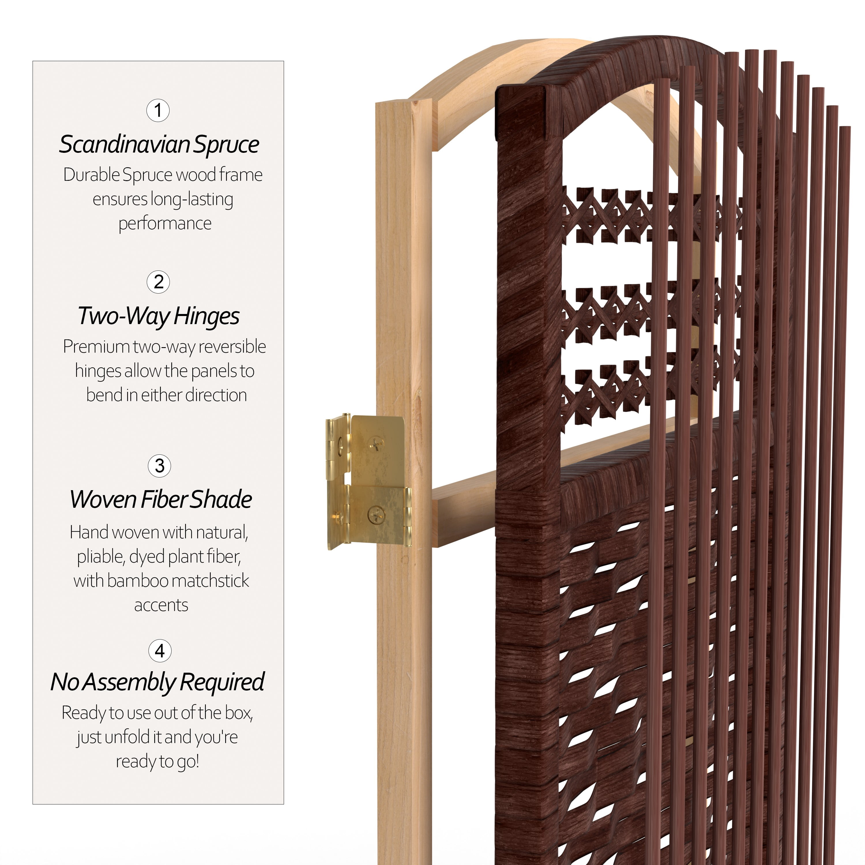 Red Lantern 4 ft. Folding Screen Room Divider - Short Fiber Weave, Dark Red, 3 Panels