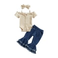 thumbnail image 2 of Toddler Infant Newborn Baby Girls Clothes Sets 6M 12M 18M 24M Knit Bow Romper Jeans Denim Flare Pants Summer Outfits, 2 of 10