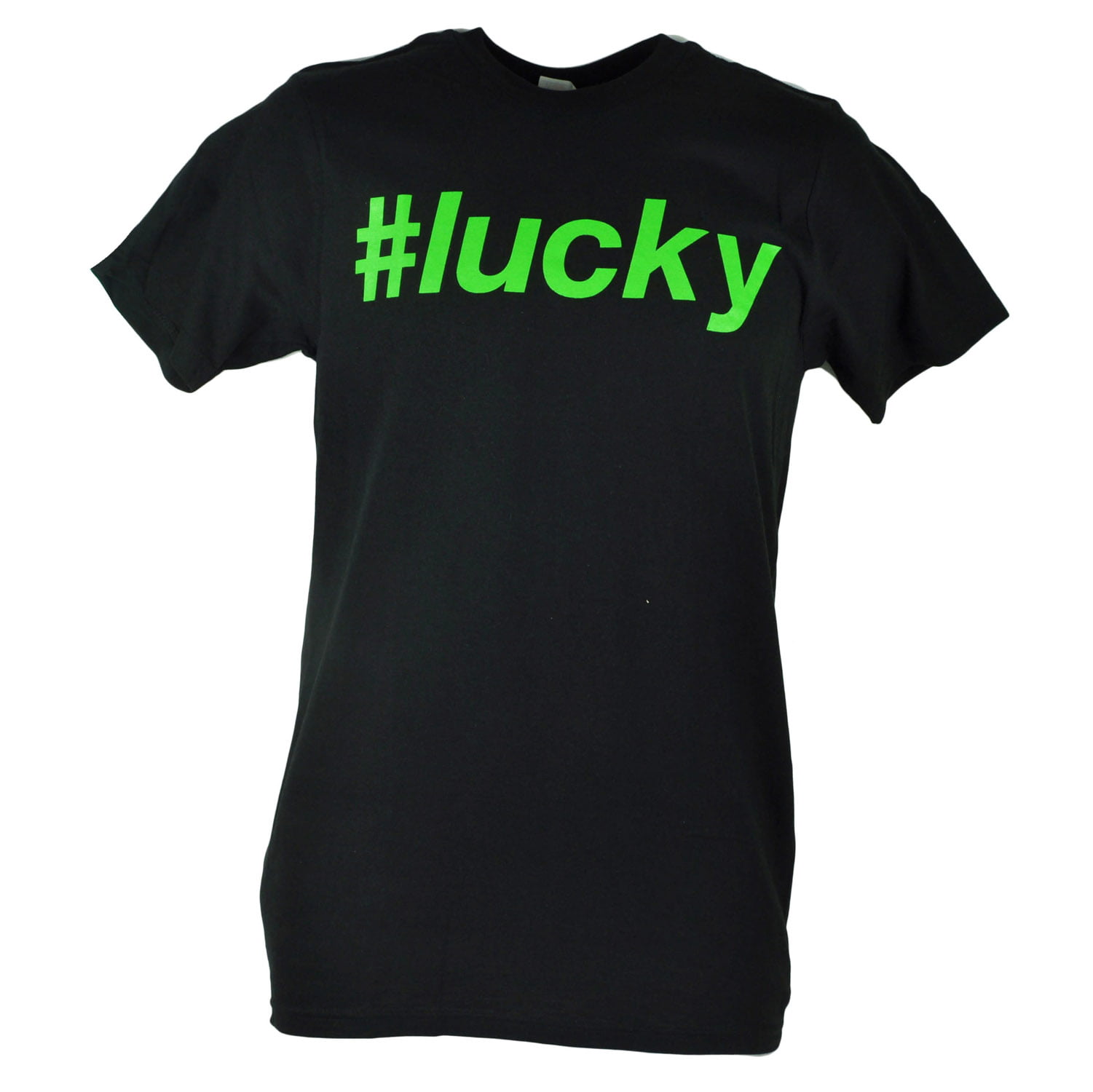 #Lucky Lucky Black Green Text Retro Mens Adult Graphic Tshirt Tee Shirt 2XLarge