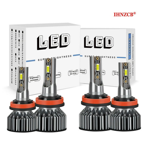 IHNZCB H11 H11 LED Headlight Bulbs High Low Beam Replacement Bulb 4x