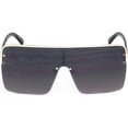 thumbnail image 3 of GFDYREE FLAWLESS EYEWEAR Oversized Flat Top Square VINTAGE RETRO SHIELD VISOR Style Aviator SUNGLASSES, Black Gradient, Oversized, 3 of 6