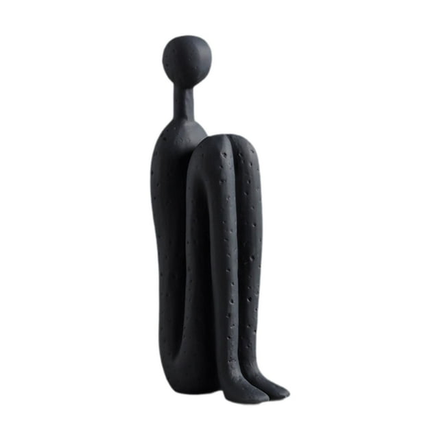 Escultura abstracta de figura decorativa de mesa, colección de personajes, estatua moderna Negro