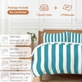 thumbnail image 6 of 3 Piece Teal Striped Duvet Cover Set Full Size, Microfiber Comforter/Quilt Cover with Corner Ties and 2 Pillowcases, Simple Art Vertical Stripe Farmhouse All Season Soft Bedding with Zipper Closure, 6 of 8
