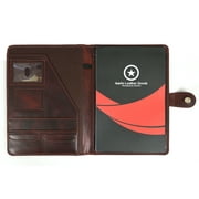 Aaron Leather Goods Leather Padfolio Organizer Walnut Brown