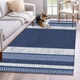 thumbnail image 2 of Vintage Navy Blue Striped Area Rug 4x6 Washable Rug Non Slip Farmhouse Modern Stripes Boho Large Area Rug Indoor Floor Carpet for Entryway Bedroom Kitchen Living Room Home Office Dining Room Nursery, 2 of 9