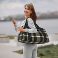 thumbnail image 5 of 13in×19.7in Large Capacity Design Handle Protective Cover Can Be Used As A Travel Bag Handbag Weekend Bag Olive Houndstooth Buffalo Plaid Tartan Check Scotland_3, 5 of 8