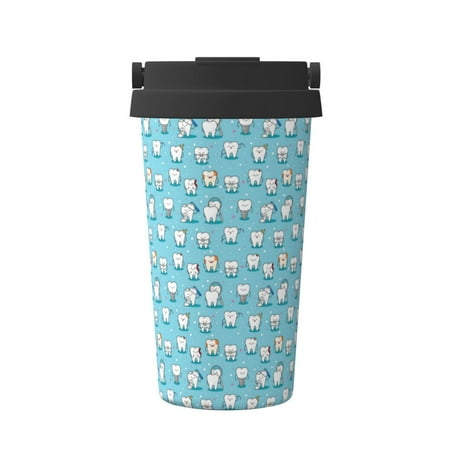 

KLL Cartoon Teeth Pattern Stainless Steel Vacuum Insulated Tumbler - Carry Insulated Coffee Mug - Reusable Insulated Cold Brew Iced Coffee Cup Thermos