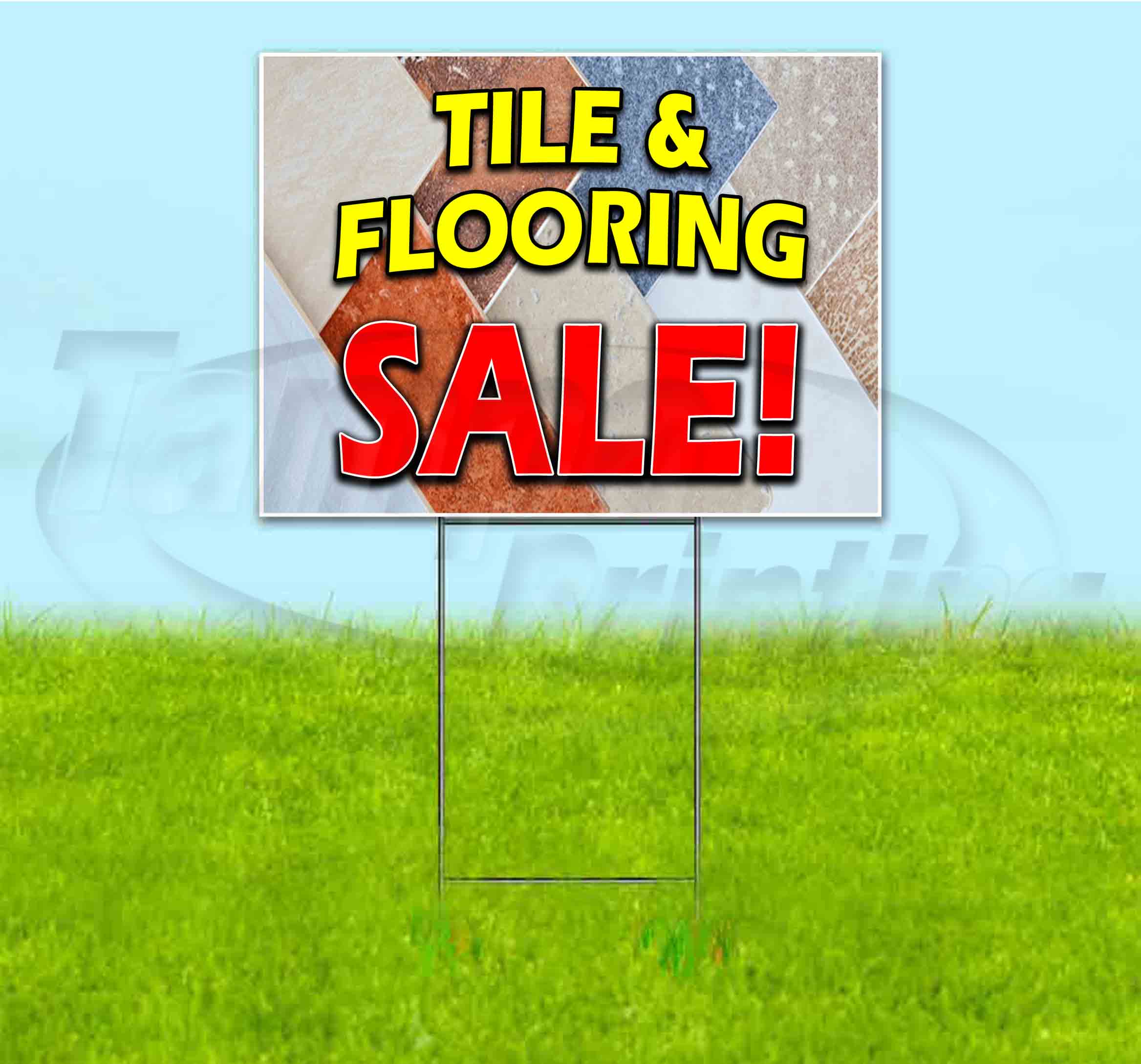 Tire And Flooring Sale (18" x 24") Yard Sign, Includes Metal Step Stake