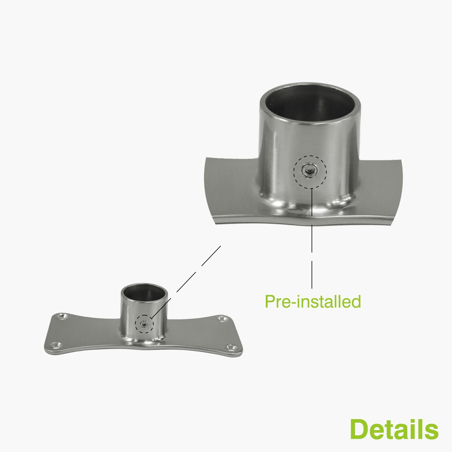 Naiture Jumbo Shower Curtain Rod Flanges, Zinc Alloy, Set of 2, Brushed Nickel Finish