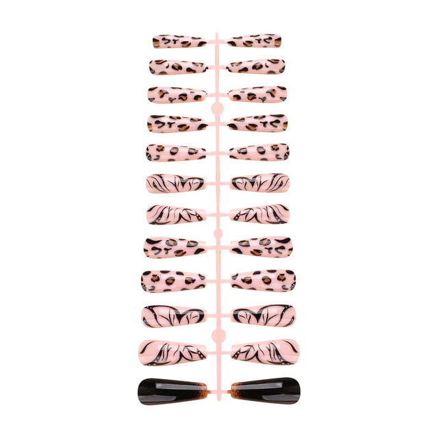 Uñas postizas HUOGUO T trapezoidales largas, 24 piezas