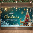 thumbnail image 6 of Decorated Tree Merry Christmas Reindeer Banner Snowflakes for Holiday Party Celebration Winter Decoration, 6 of 9