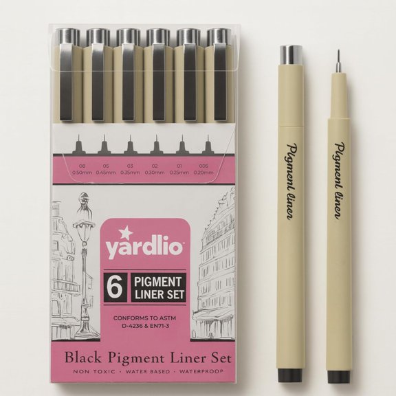 Pen Set - 6 Fineliner Pens for Journaling, Writing, and Drawing - Nice Pens for Art, Journals, & Creative Work - Best Pens for Sketching and Journaling