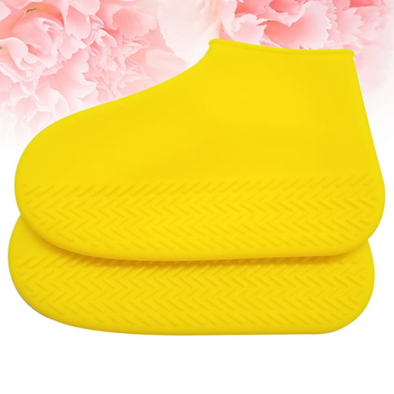 HOOWIFFY Heavy Duty Yellow Silicone Shoe Covers, Thickened Protection for Shoes, 1 Pair Durable Waterproof