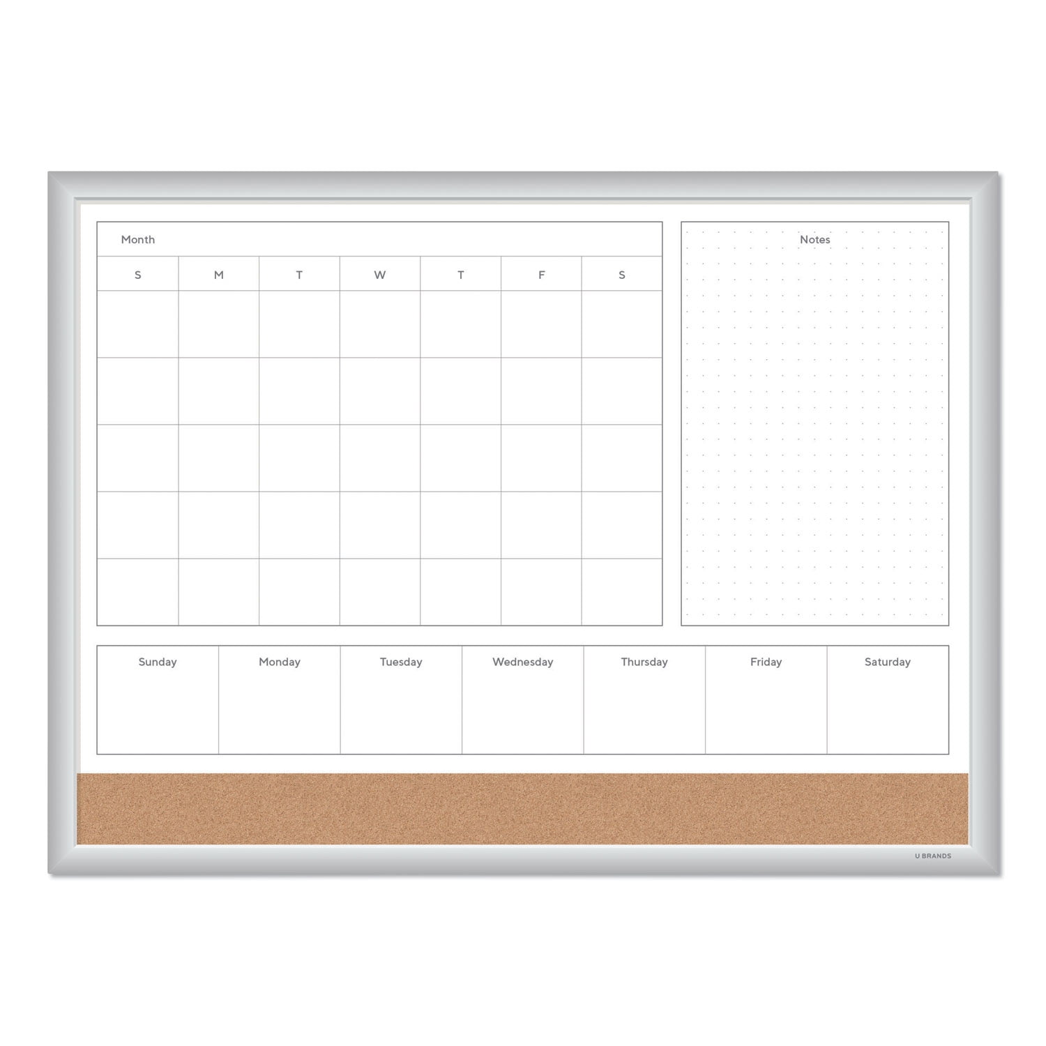 U BRANDS 4n1 Magnetic Dry Erase Combo Board, 24' x 18', White
