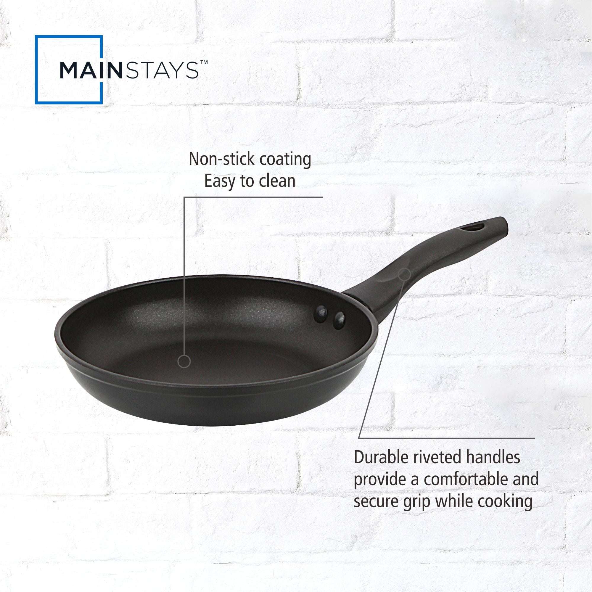 Mainstays 8" Non-Stick Aluminum Skillet Black Dishwasher Safe