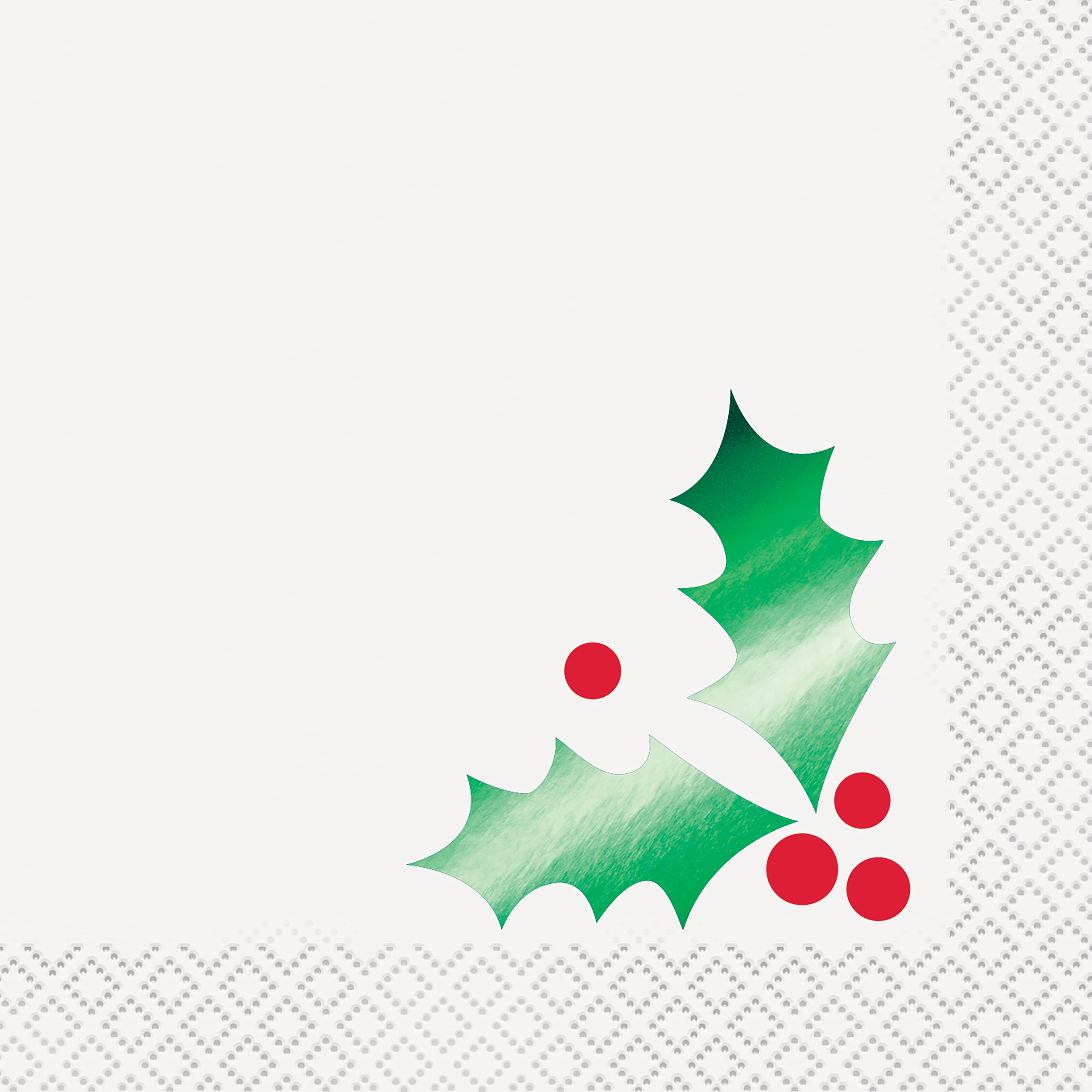 Holly Christmas Paper Cocktail Napkins, 5in, 16ct