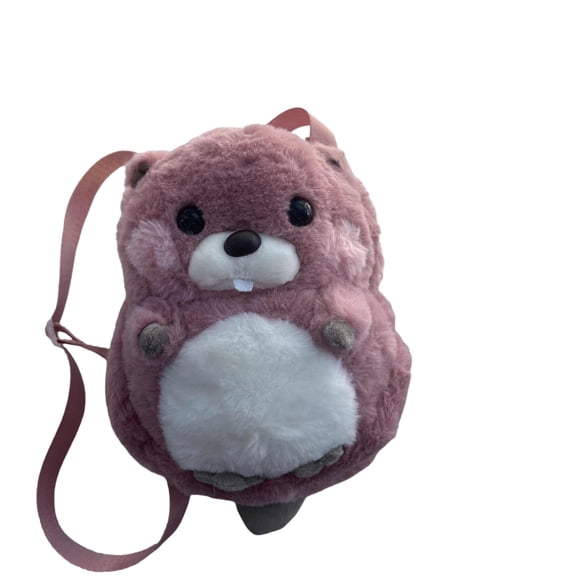 8Inch Hamster Backpack Plush Toy with Zipper Pocket, Cute Animal Character for School Supplies Storage and kidds Fashion Accessory
