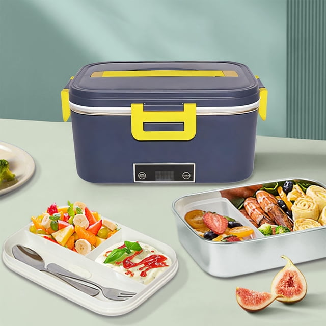 Danhjin Electric Lunch Boxes Hot Household Stainless Steel Lunch Box 1.8L Display Function Car Insulation Plug In Lunch Box Kitchen Appliances