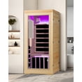 thumbnail image 4 of 1 Person Far Infrared Sauna for Home Spa, Low EMF Wooden Dry Sauna Room with LCD Control Panel, Tempered Glass Door, 7 Colors Lighting, 66.93"x31.44"x31.44", 4 of 9