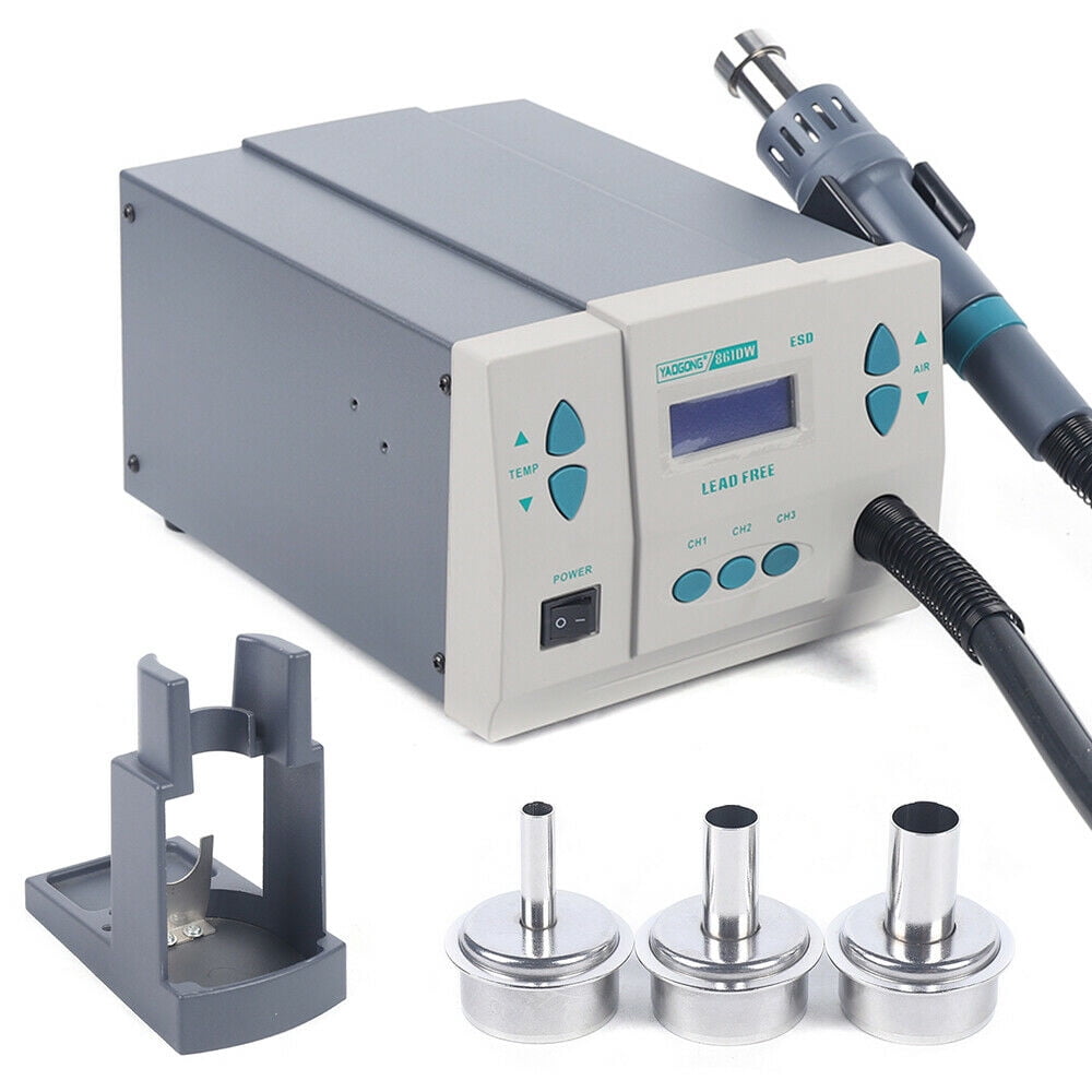 Hot Air Gun High Power Digital Display Lead-free Heat Hot Air Gun Rework Station Hot Air Gun Soldering Station Digital 1000W Heat Gun Welding Repair Tools Kit Welding Solder Iron Hot Air Gun