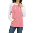 thumbnail image 3 of FAIWAD Hoodies for Women Long Sleeve Drawstring Hooded Pullover Tops Trendy Color Block Sweatshirts with Pockets, 3 of 8