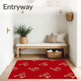 thumbnail image 3 of ODIKA 8'x10' Machine Washable Non-Slip Area Rug, Joyful Evergreen Platform Embellishment Decorative Floor Guard High Traffic Rug, Red, 654355, 3 of 7