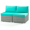 thumbnail image 2 of MeetLeisure 2 Piece Patio Armless Wicker Sofa Set with Removable Cushions, Aqua, 2 of 5